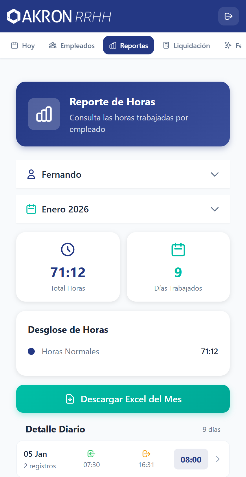 Sistema RRHH en iPhone